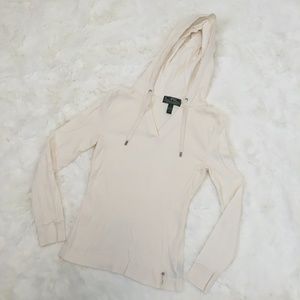 Ralph Lauren Hooded White/Cream Waffle Knit Shirt